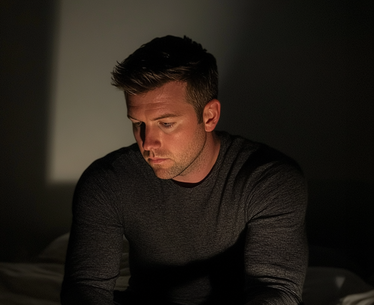 A pensive man sitting on a bed | Source: Midjourney