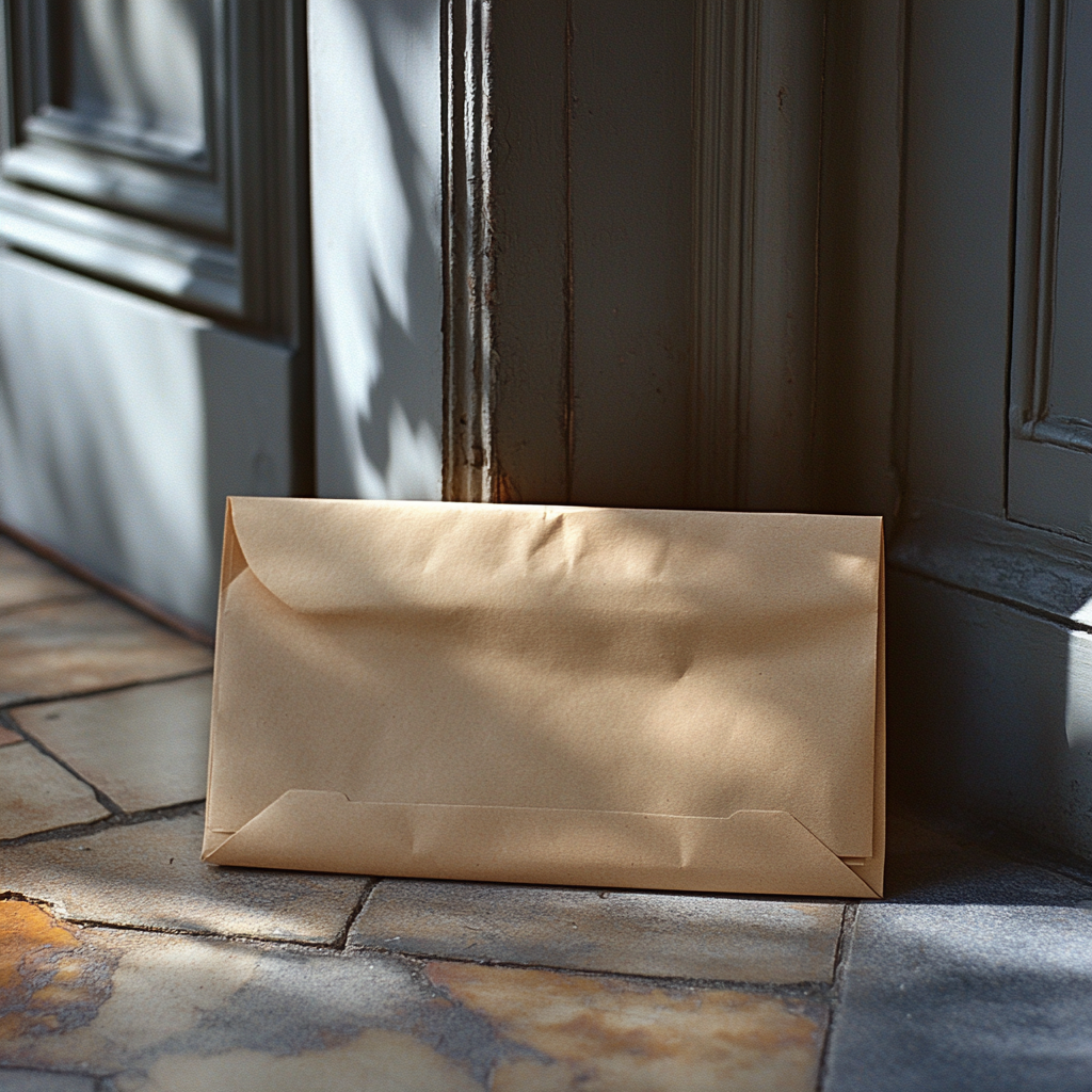 A plain envelope on a doorstep | Source: Midjourney