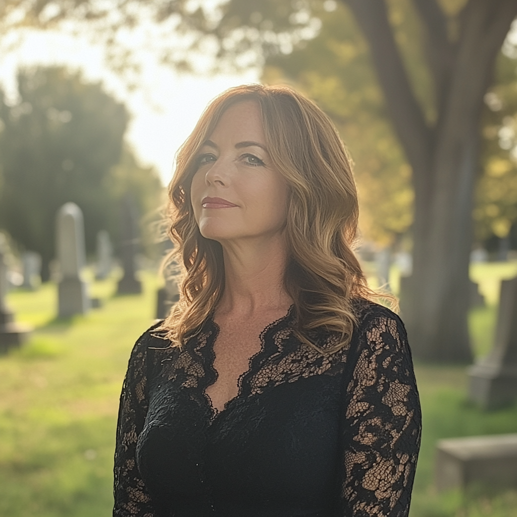 A woman standing in a cemetery | Source: Midjourney