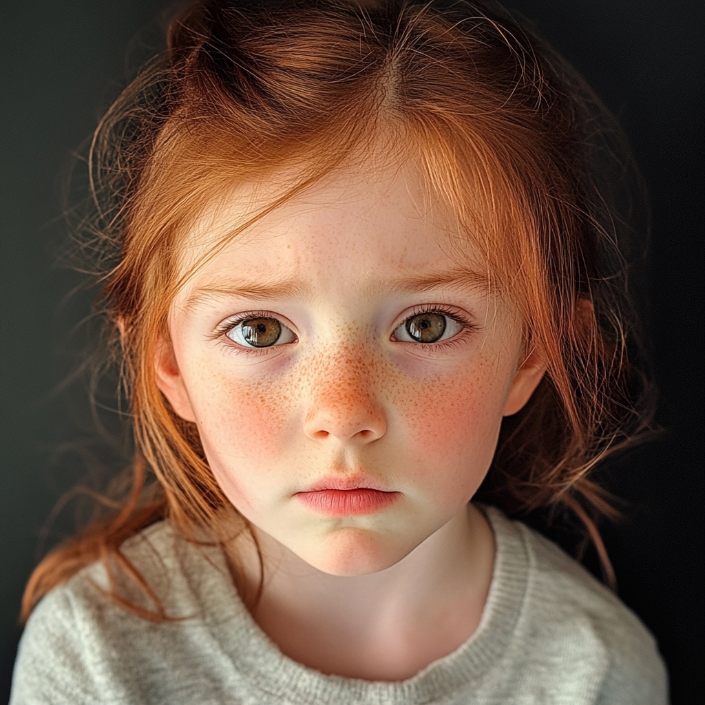 A close up of an upset little girl | Source: Midjourney