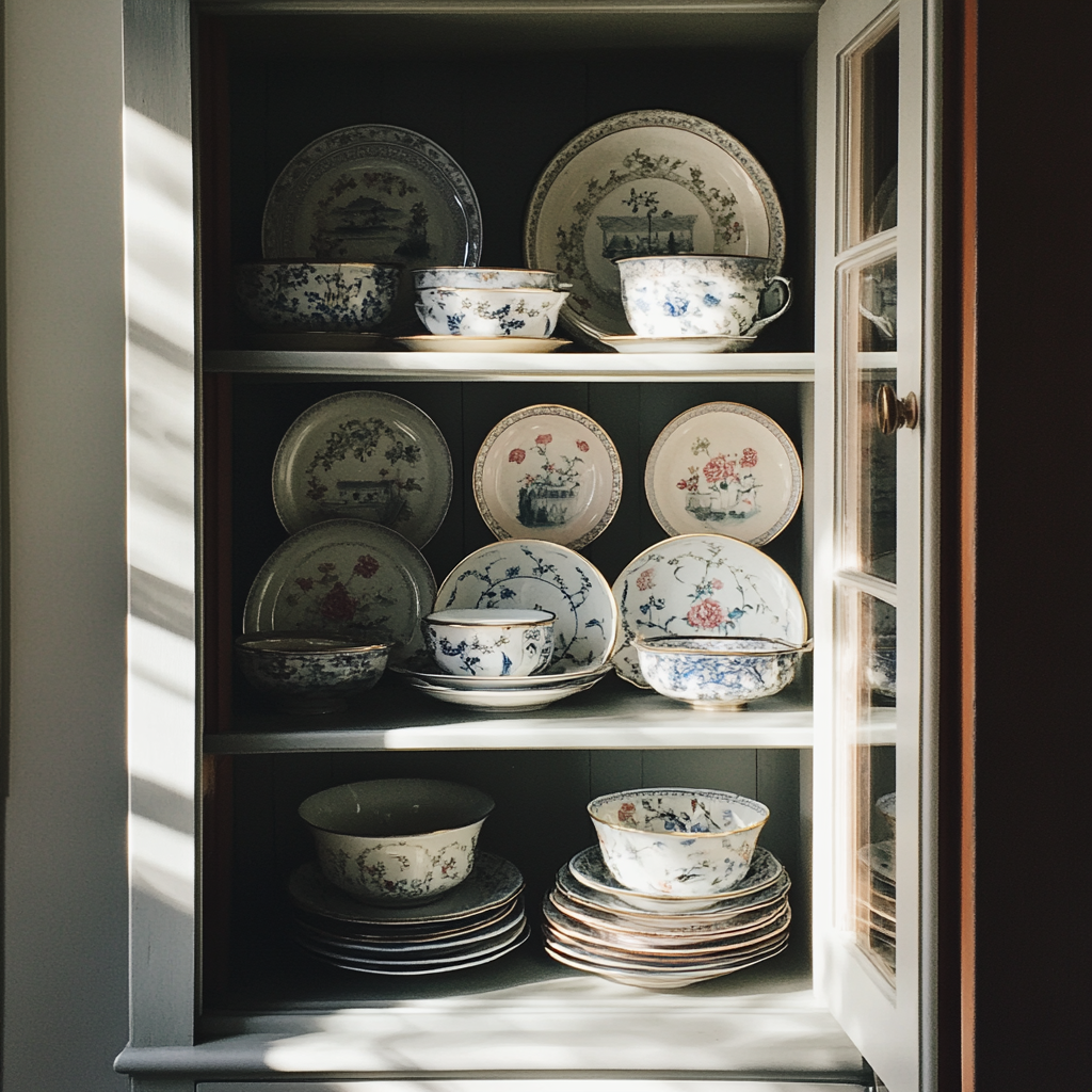 A cupboard with expensive crockery | Source: Midjourney