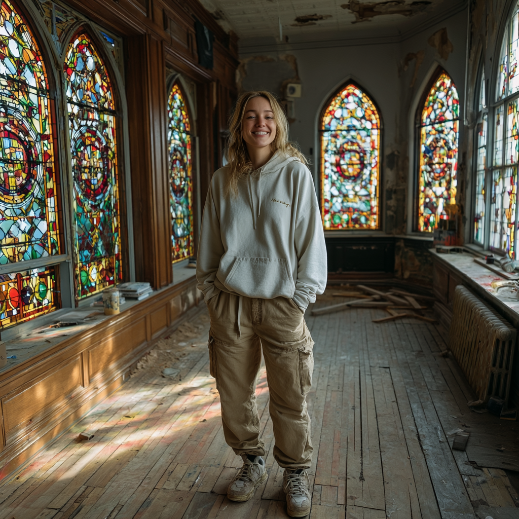 A happy woman in a rundown mansion | Source: Amomama