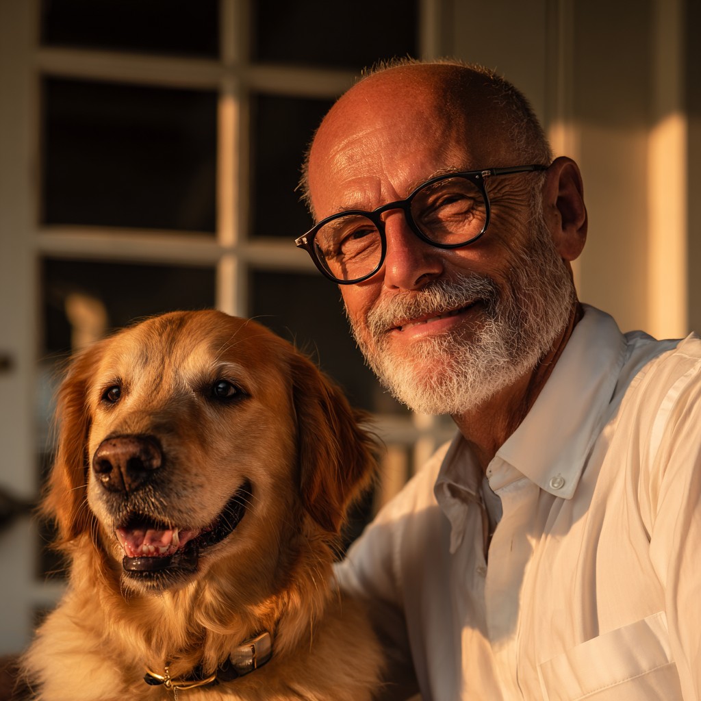 A close-up of a man and his dog | Source: Midjourney