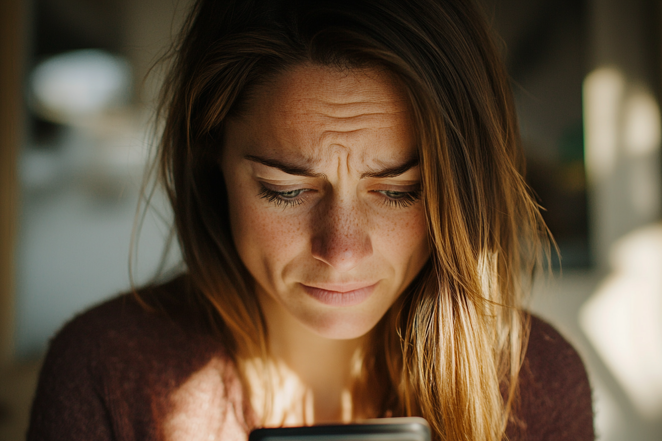 A woman typing on her phone | Source: Midjourney