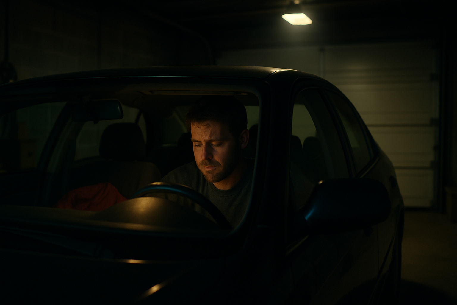 A man in a car at night | Source: Sora
