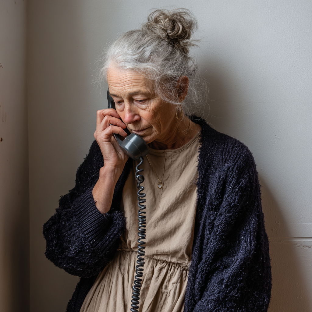 An old woman talking on a phone | Source: Midjourney