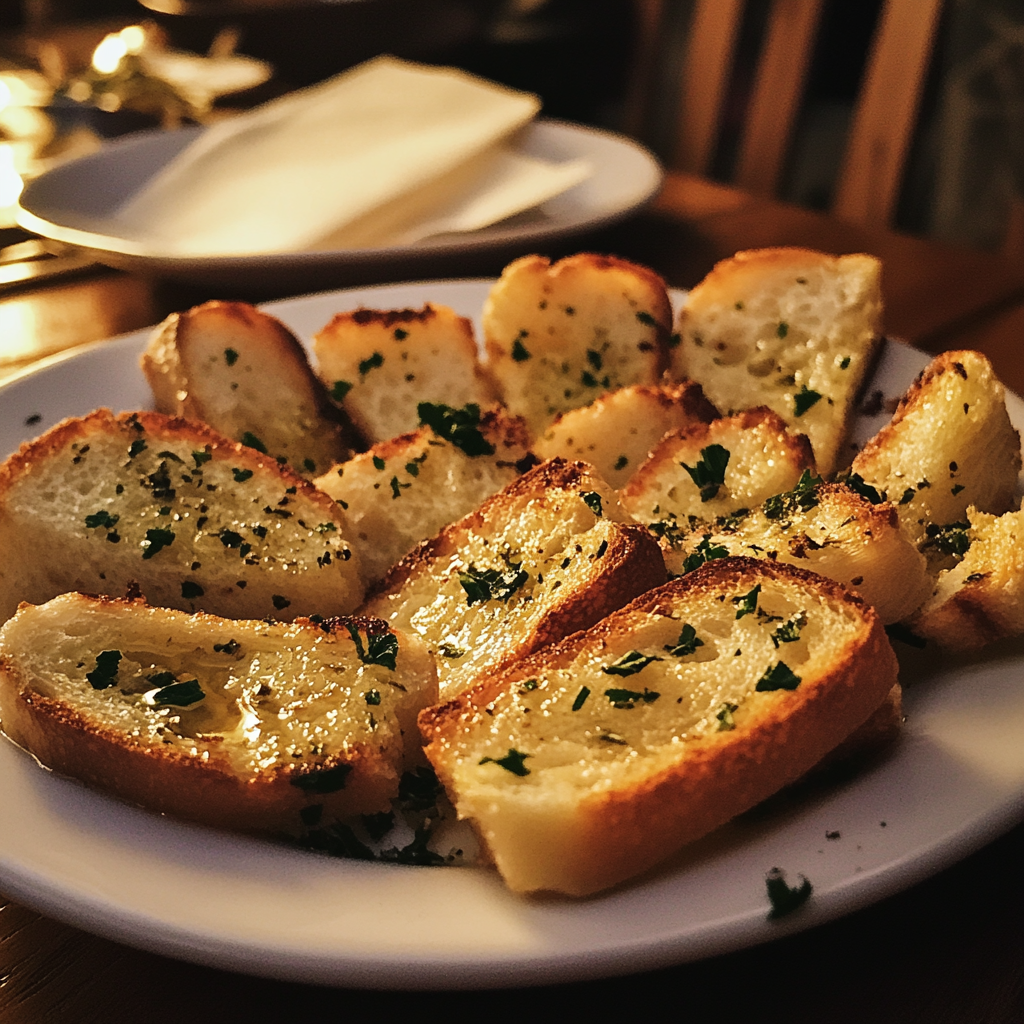 A plate of garlic bread | Source: Midjourney