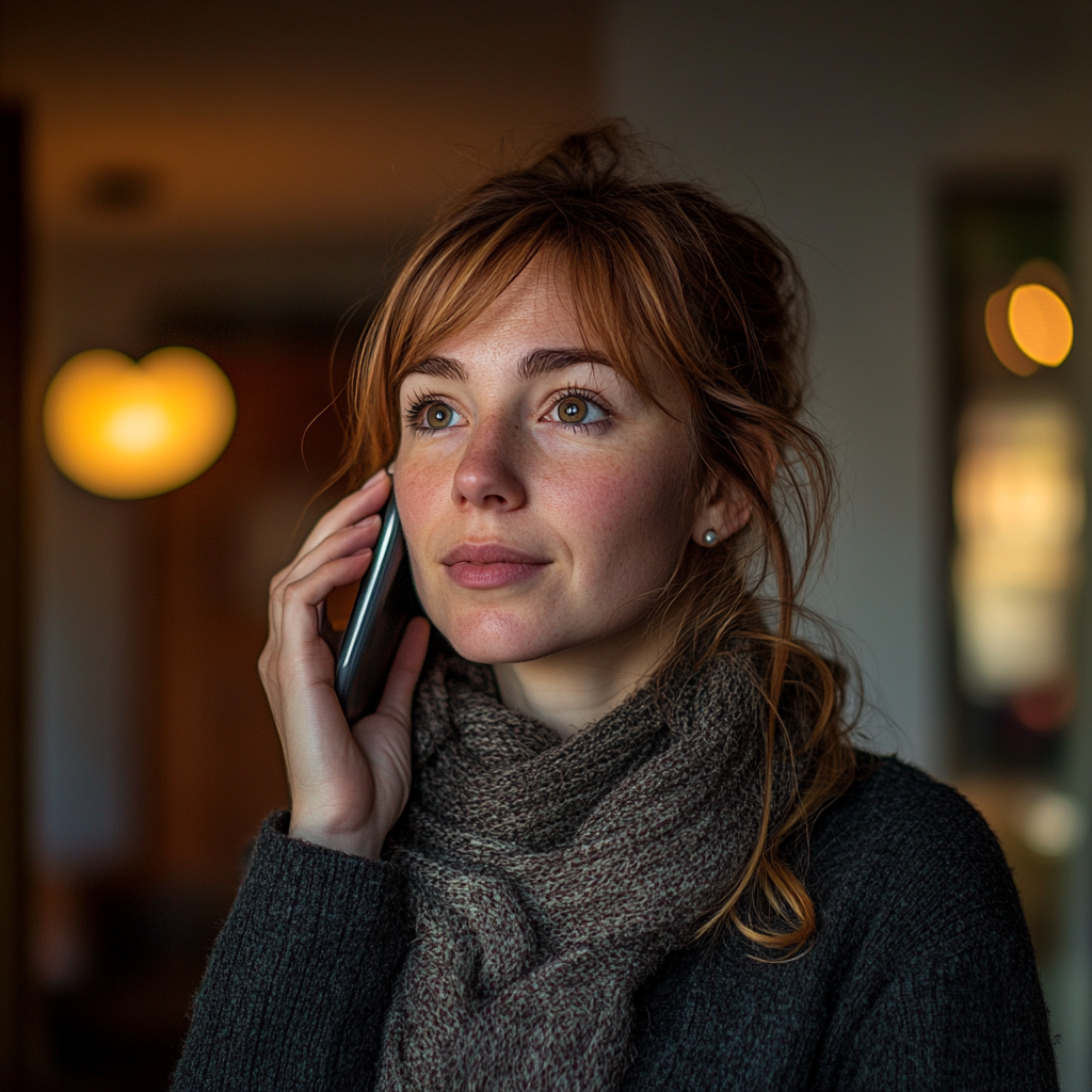 A woman talking on her phone | Source: Midjourney