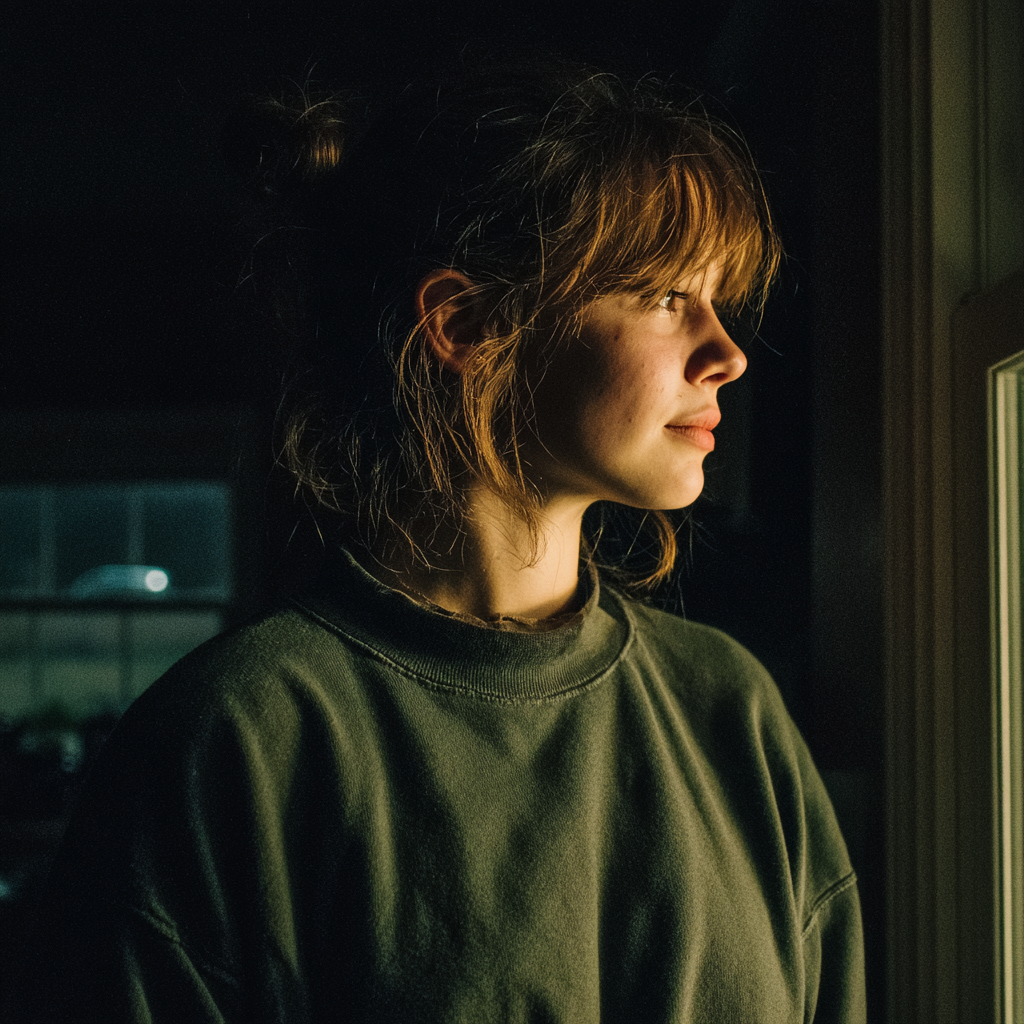 A teenage girl looking out a window | Source: Midjourney