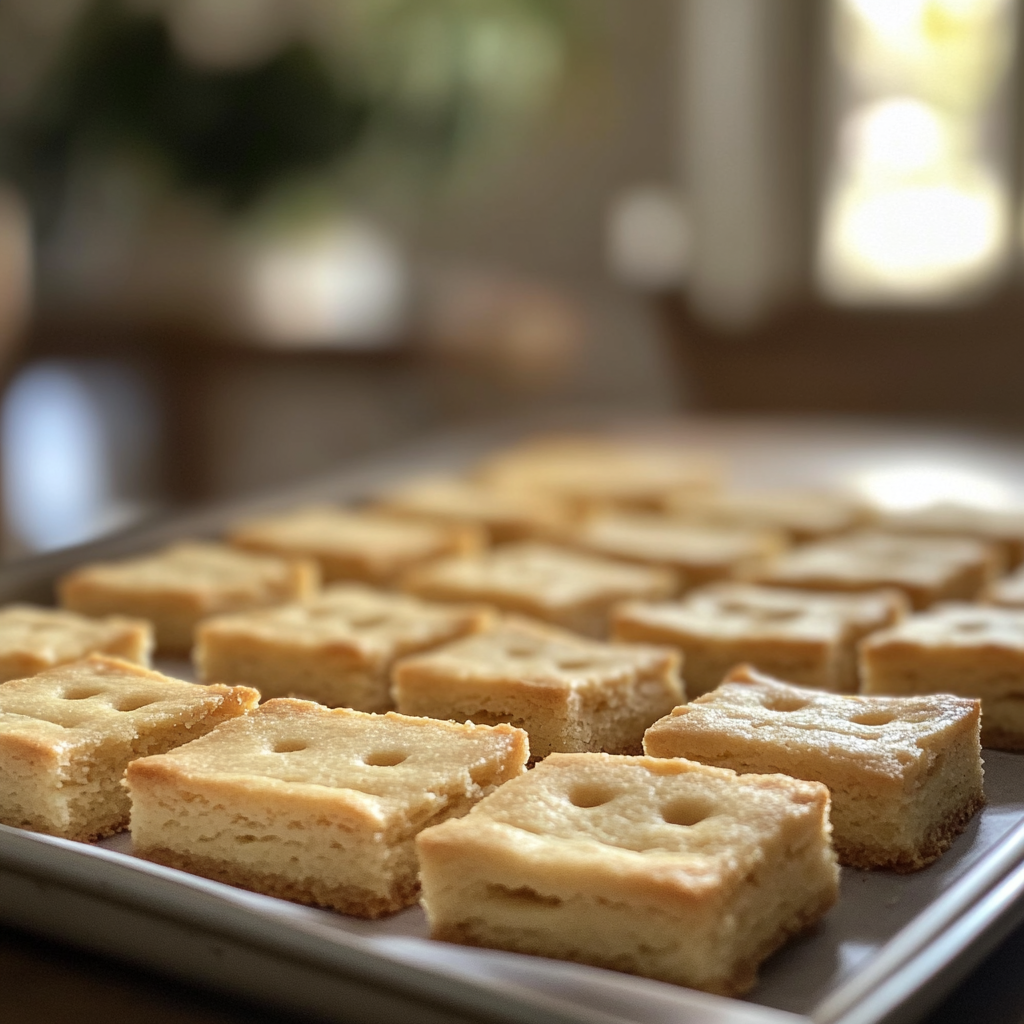 A tray of freshly baked shortbread | Source: Midjourney
