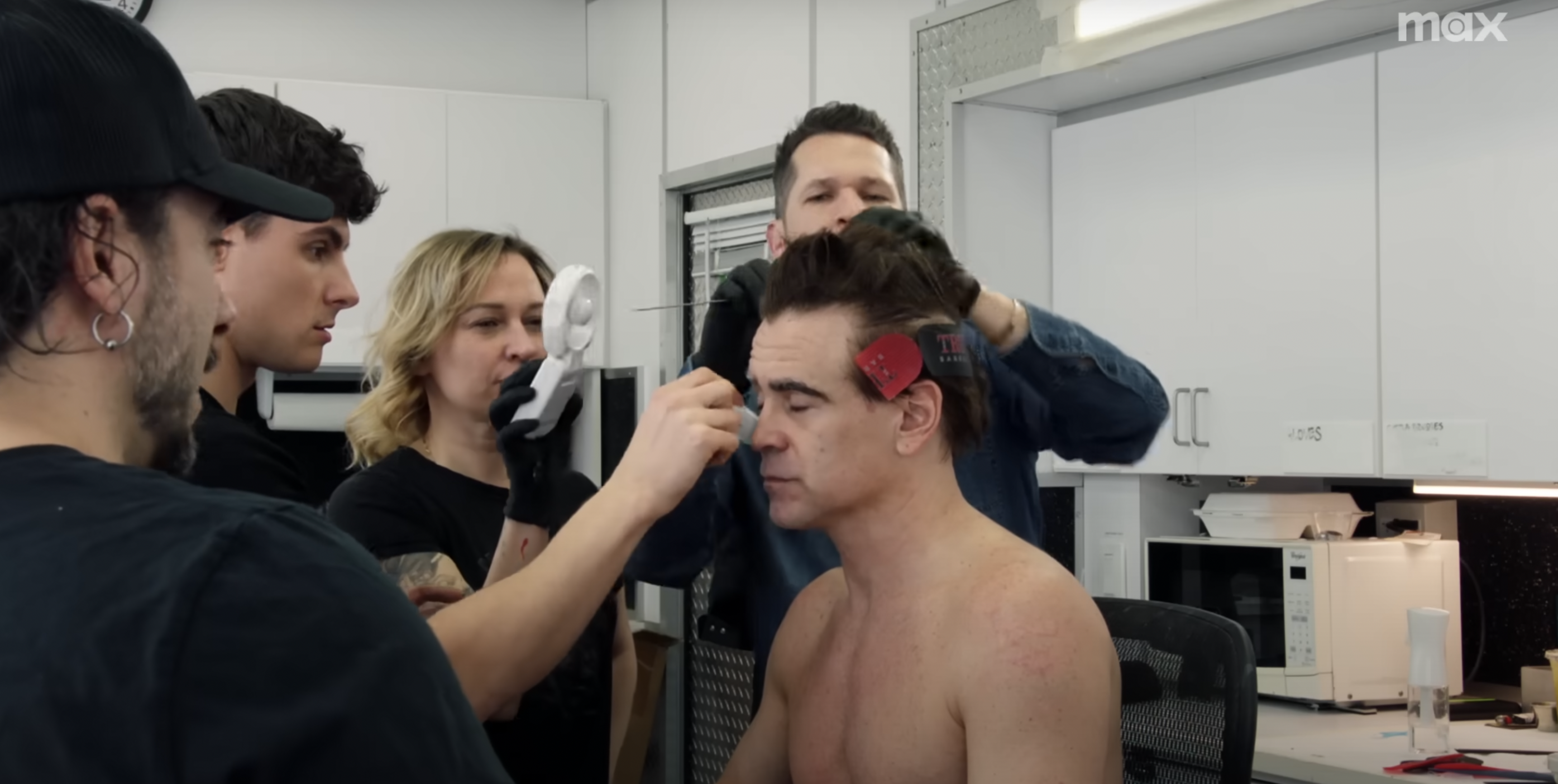 Colin Farrell in the makeup chair from a video dated October 7, 2024 | Source: YouTube/Max