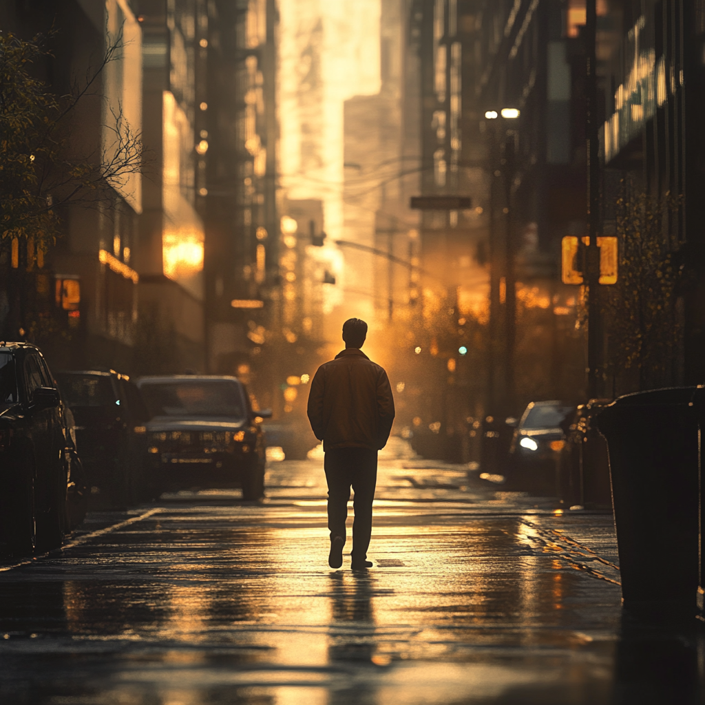 A man walking on a street | Source: Midjourney