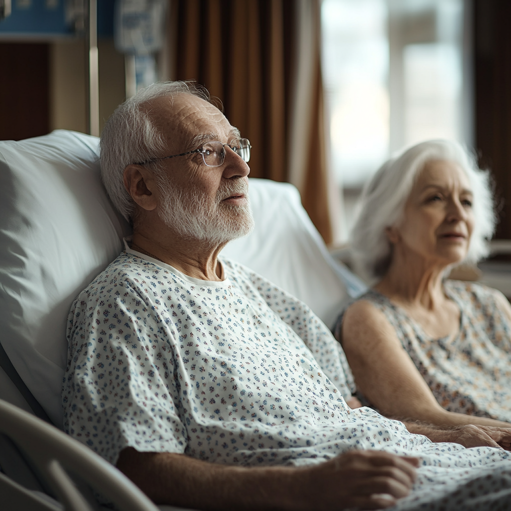 Senior couple having a conversation | Source: Midjourney