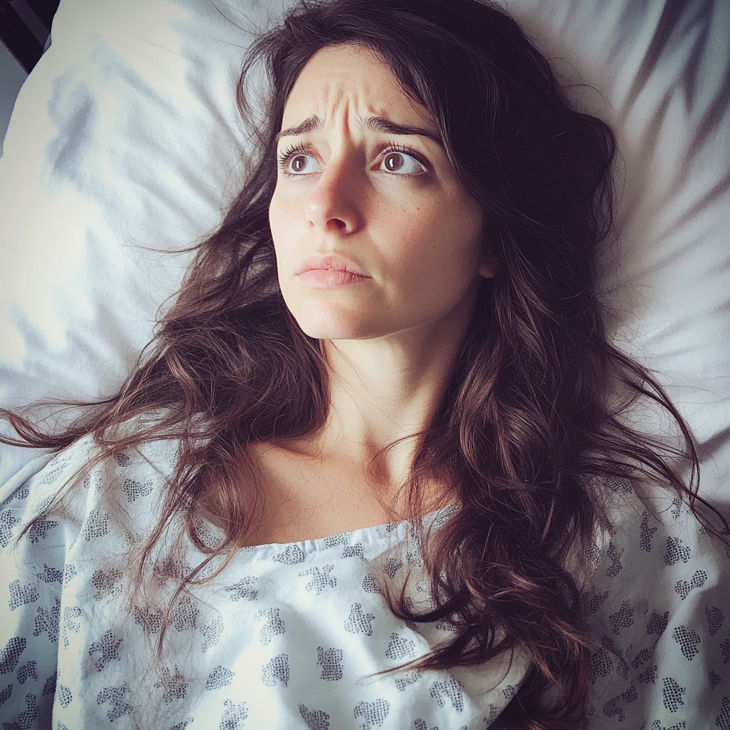 A woman laying in a hospital bed | Source: Midjourney