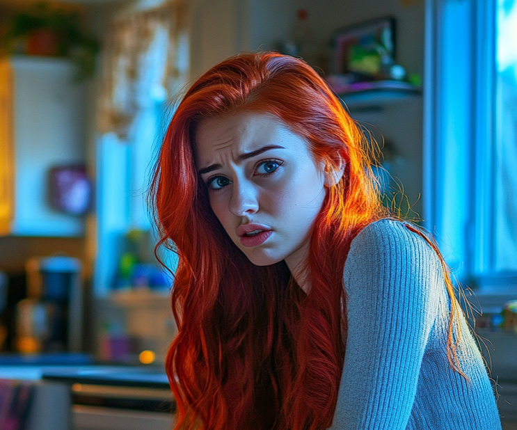 A frowning teen girl speaking to someone | Source: Midjourney