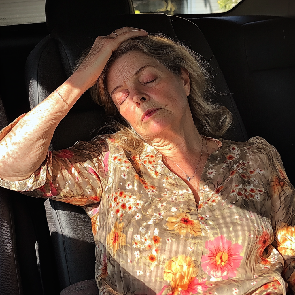 An older woman sitting in a car | Source: Midjourney