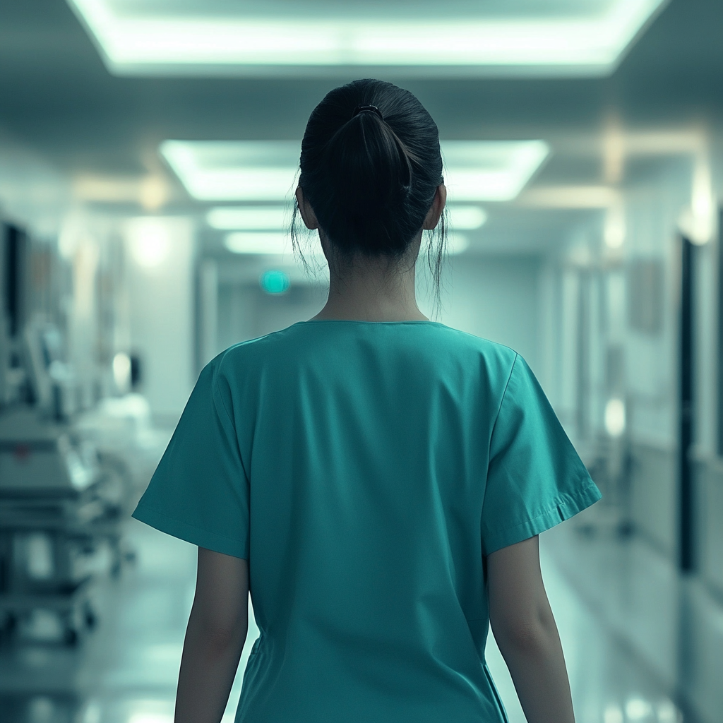 A nurse walking away | Source: Midjourney