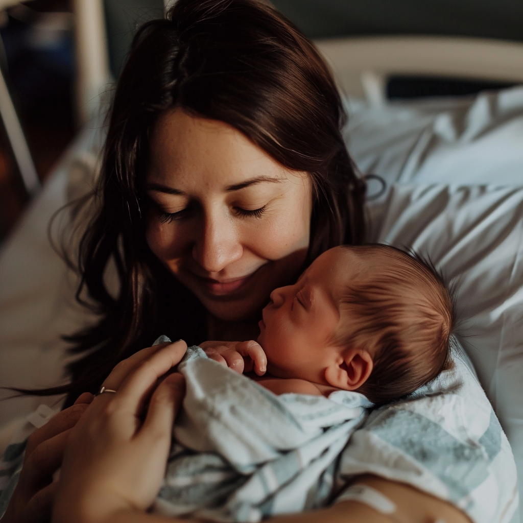 Sarah cradling Luc | Source: Midjourney