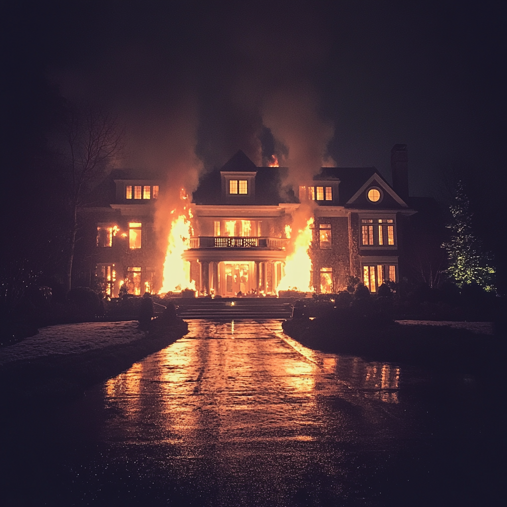 A house on fire | Source: Midjourney