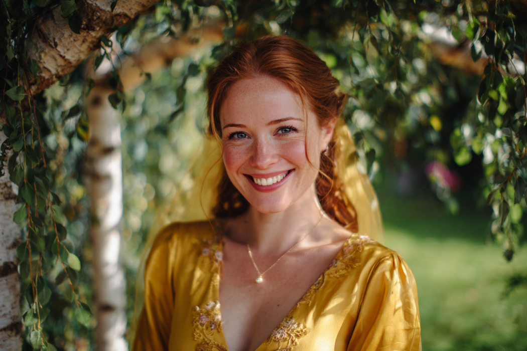A bride in a yellow dress | Source: Midjourney
