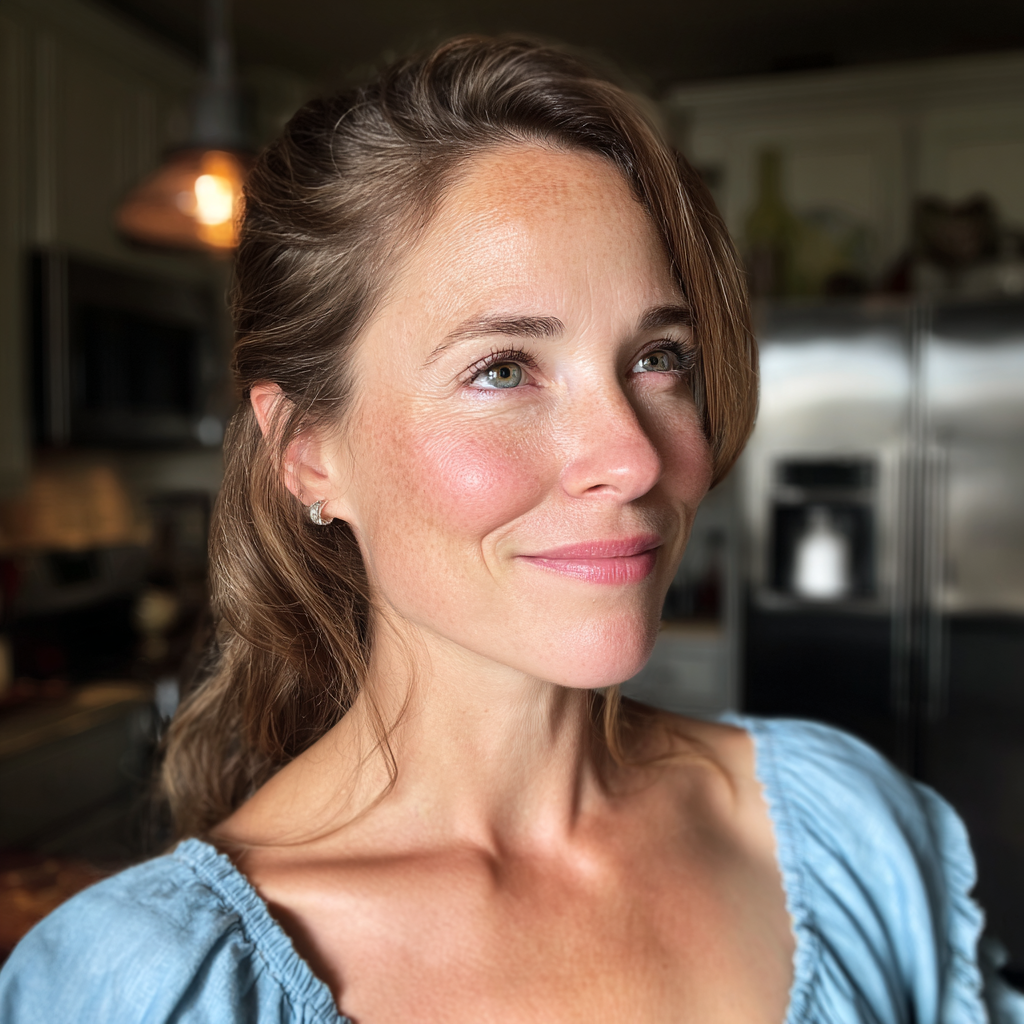 A smiling woman standing in a kitchen | Source: Midjourney