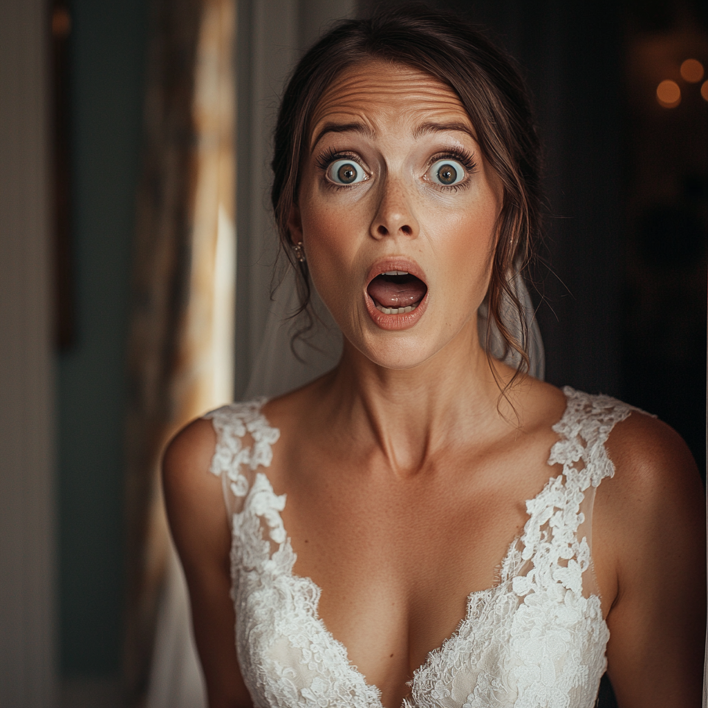 A shocked and scared bride | Source: Midjourney