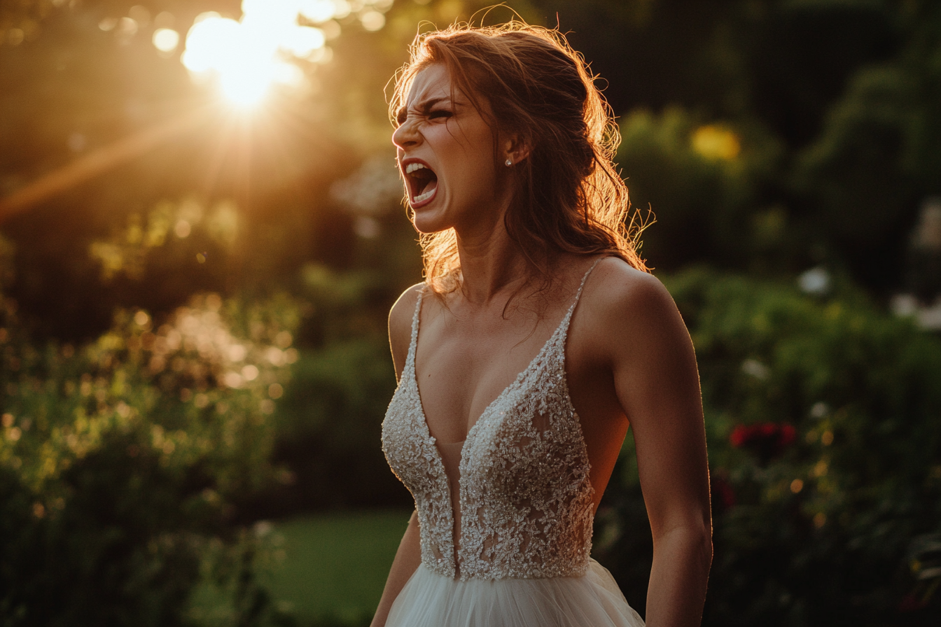 A bride yelling at someone | Source: Midjourney