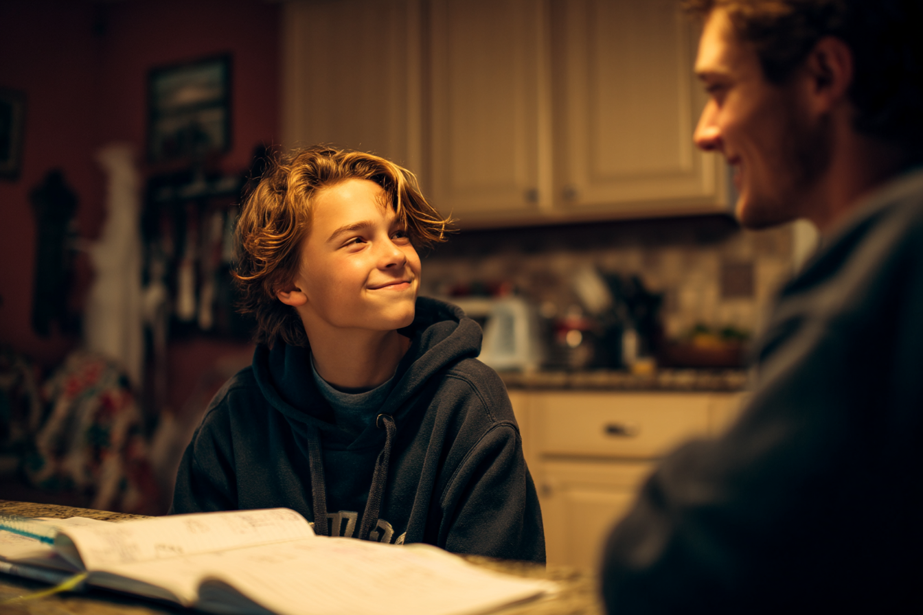A boy talking to his brother | Source: Midjourney