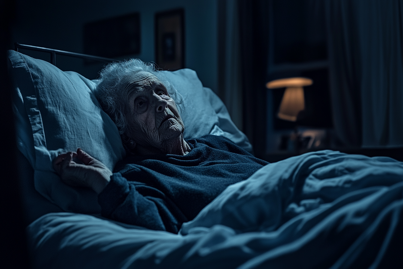 A sick old woman in bed | Source: Midjourney