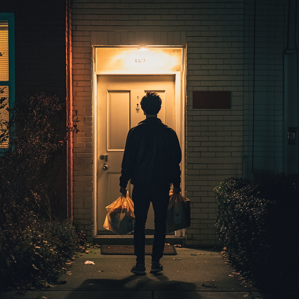 A man with takeout bags | Source: Midjourney