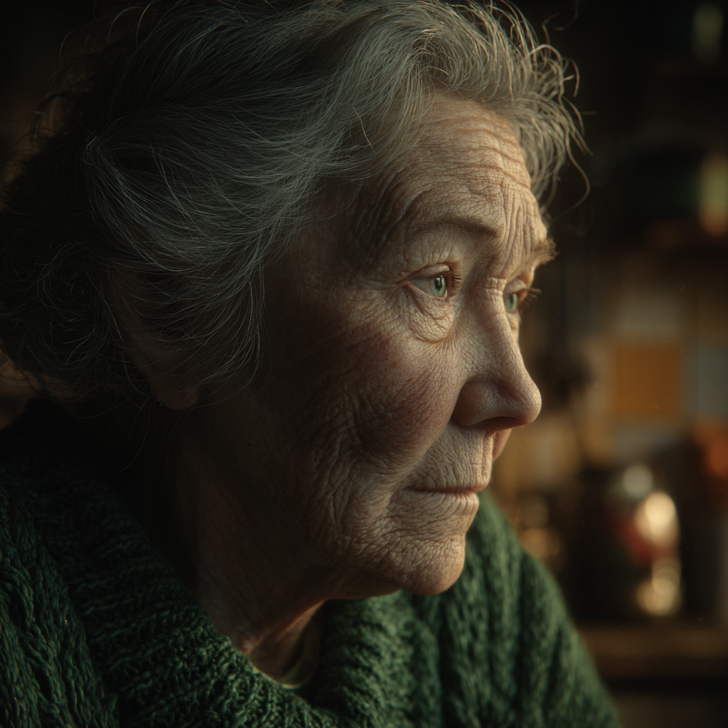 A sad elderly woman lost in thought | Source: Midjourney