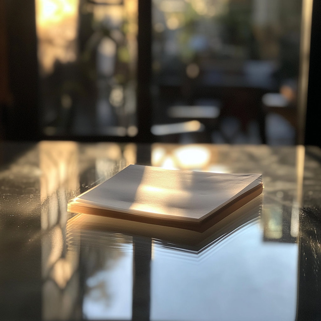 A folded piece of paper on a table | Source: Midjourney