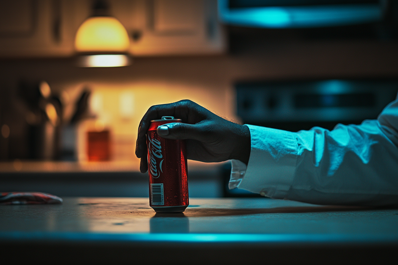 A man holding a can of soda | Source: Midjourney