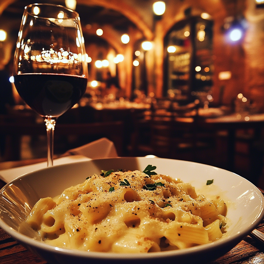 Food and wine at a restaurant | Source: Midjourney