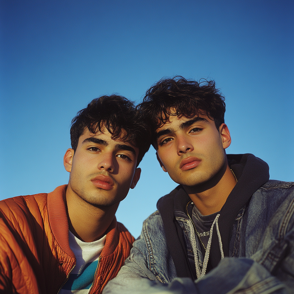 Close up of two young adult men | Source: Midjourney