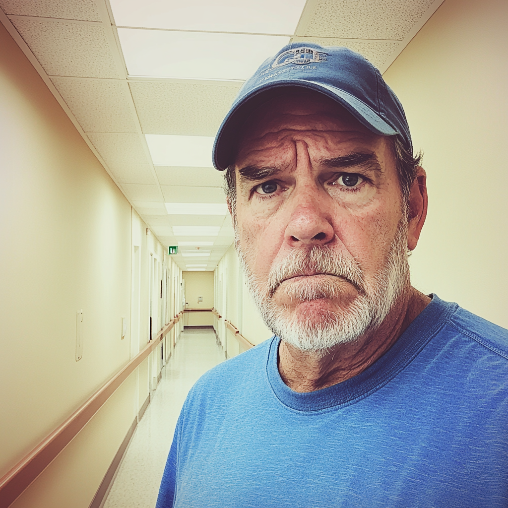 A man standing in a hospital hallway | Source: Midjourney