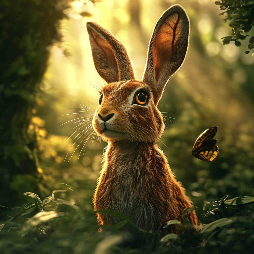 A hare in a forest | Source: Midjourney