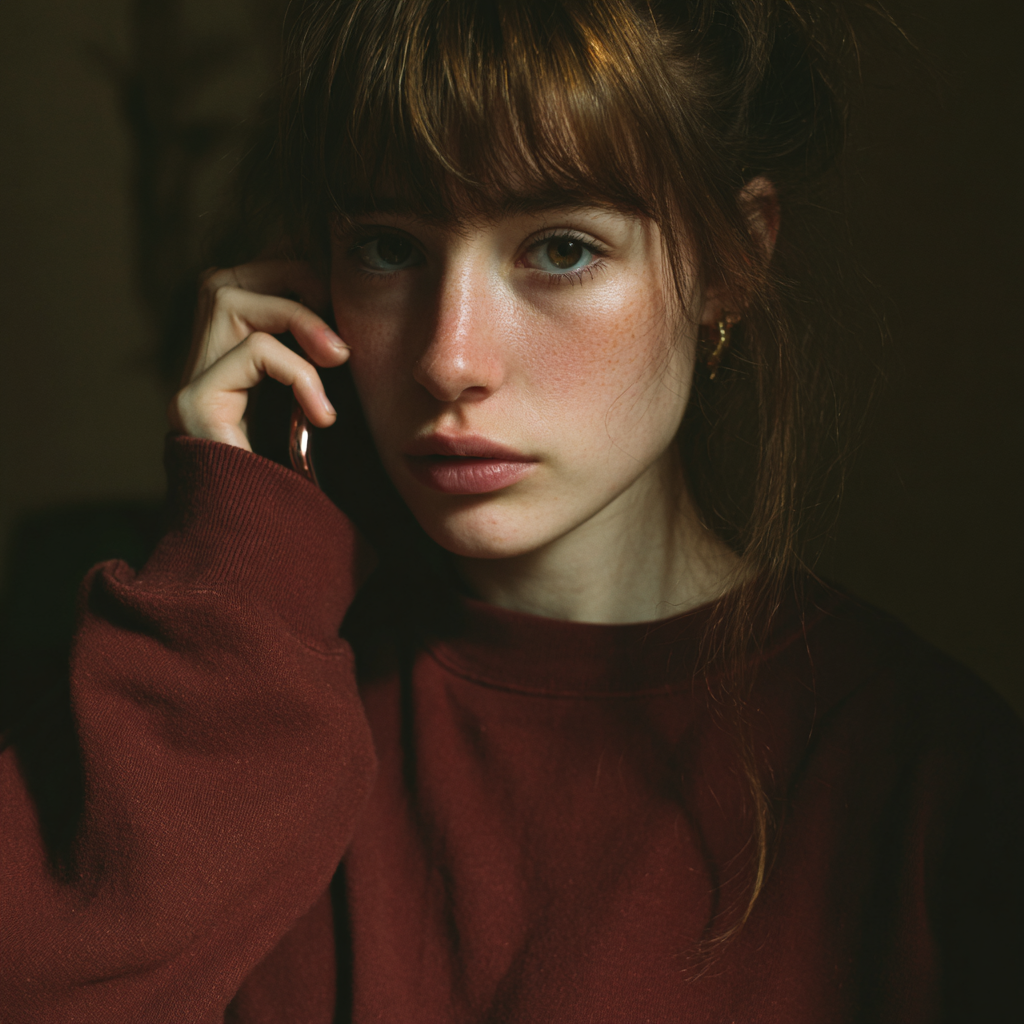A pensive girl talking on a phone | Source: Midjourney