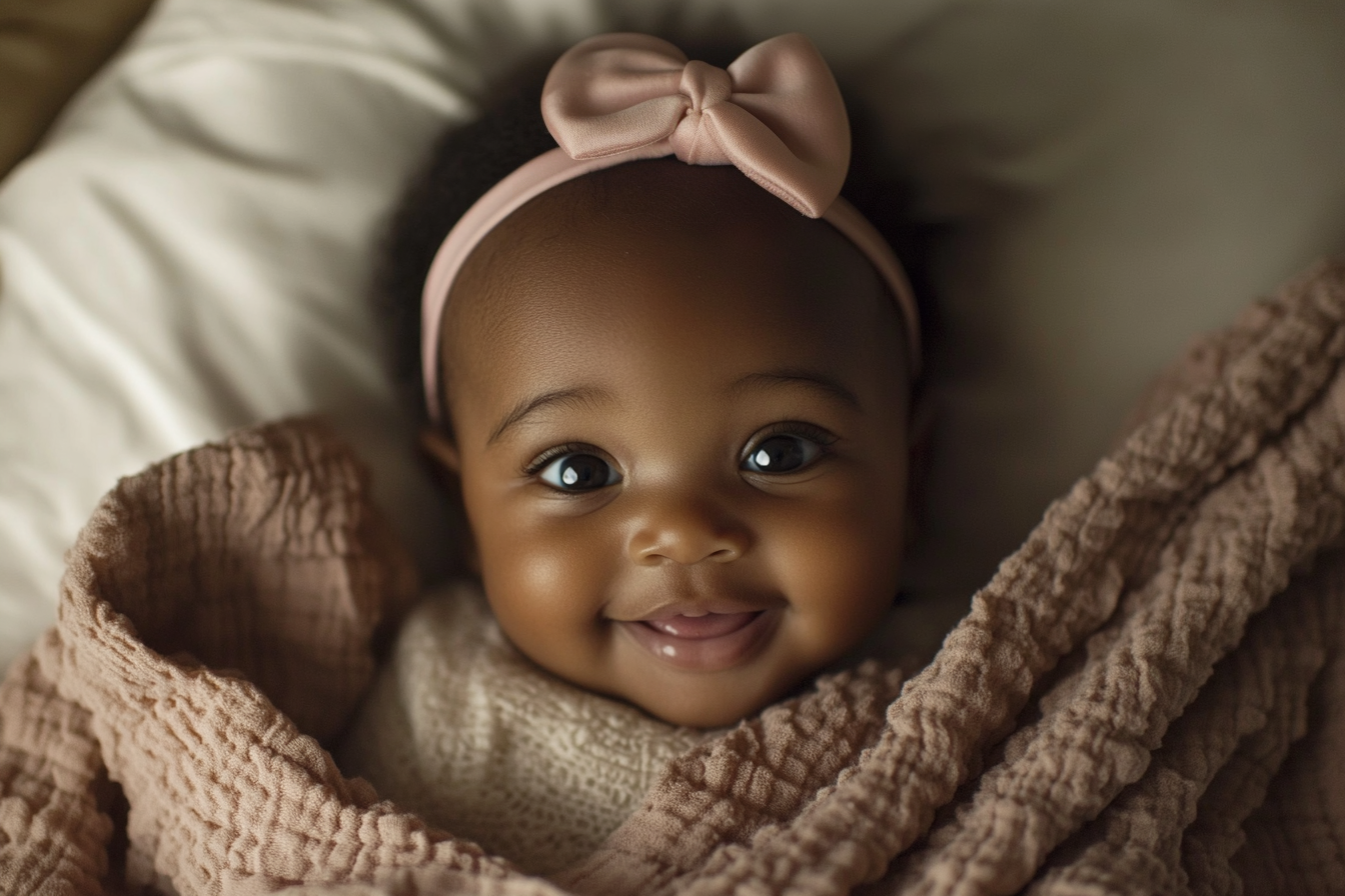 A baby girl smiling | Source: Midjourney