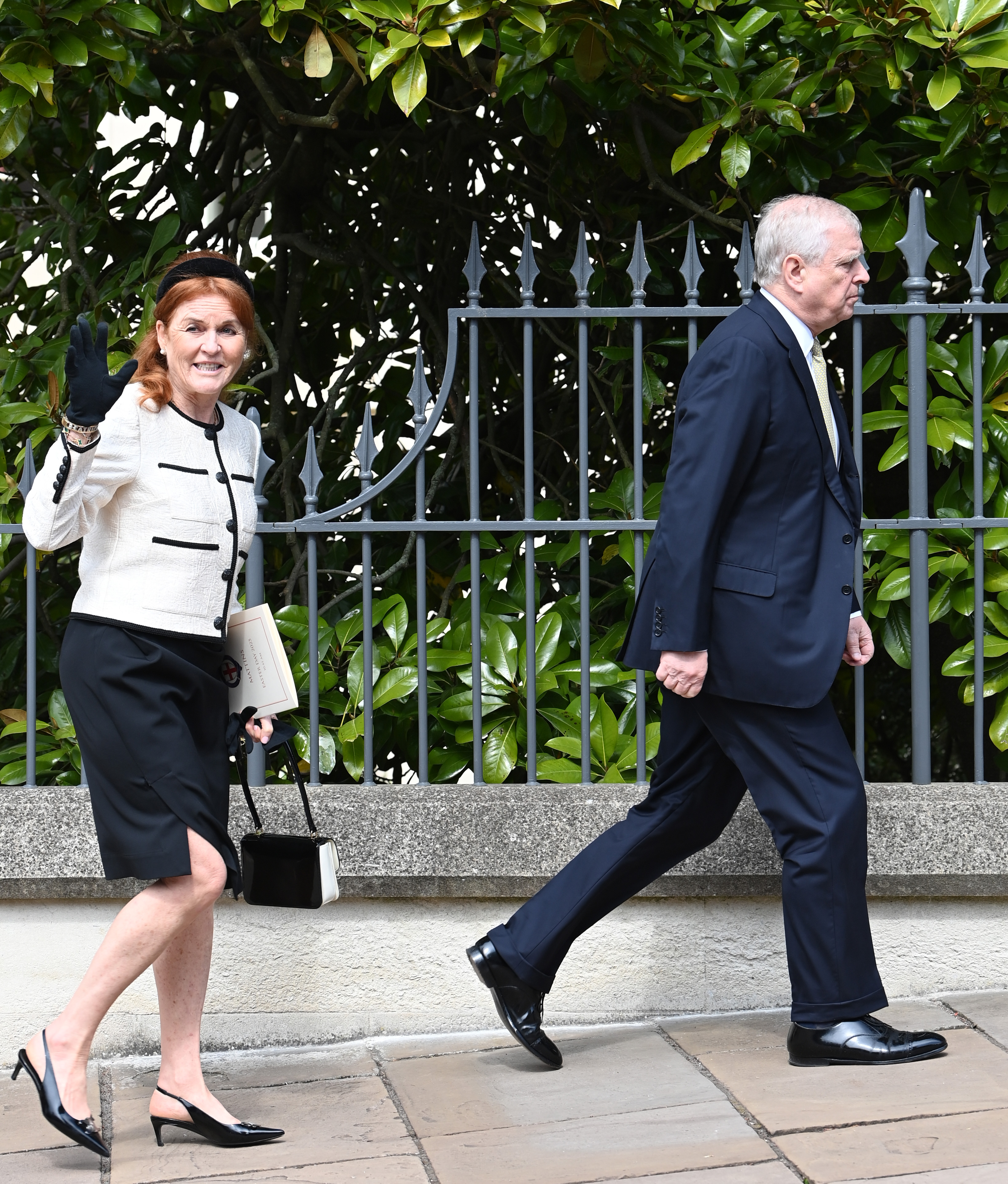 Members of The Royal Family attending the Easter Mattins Service at St. George's Chapel, Windsor Castle on Easter Sunday...Here, Sarah, Duchess of York, Prince Andrew, Duke of York on April 20, 2025. | Source: Getty Images