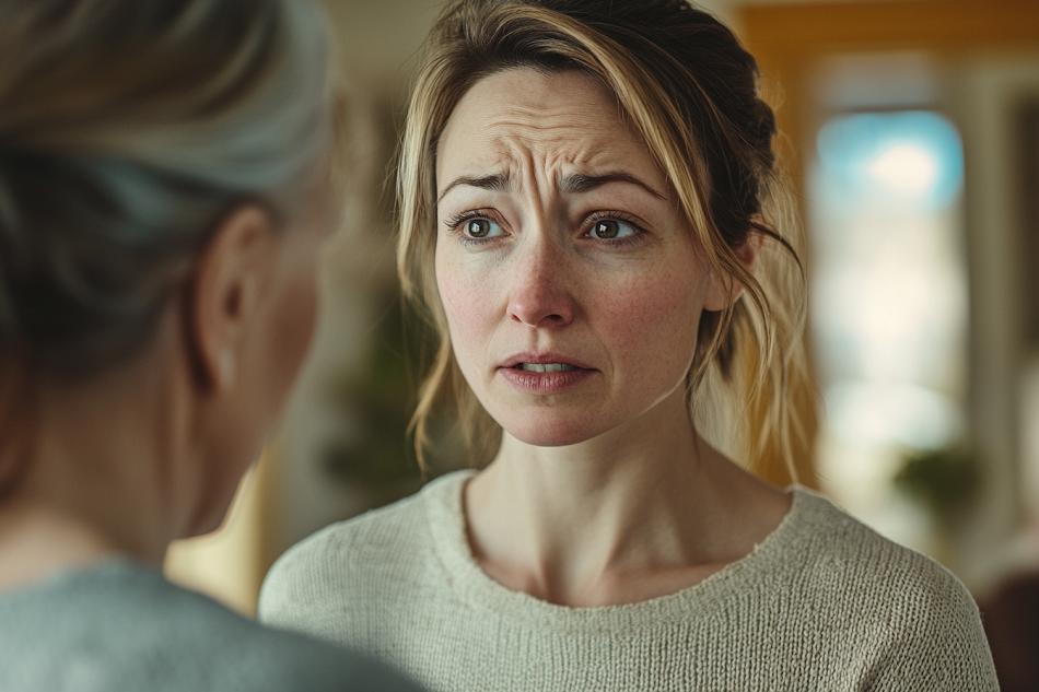 An emotional woman talking to a senior lady | Source: Midjourney