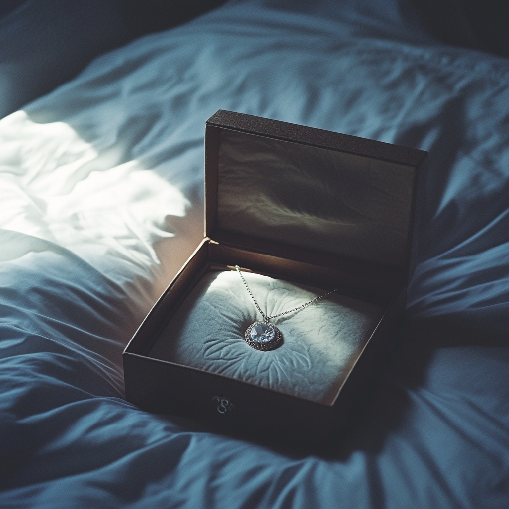 A necklace in a box | Source: Midjourney