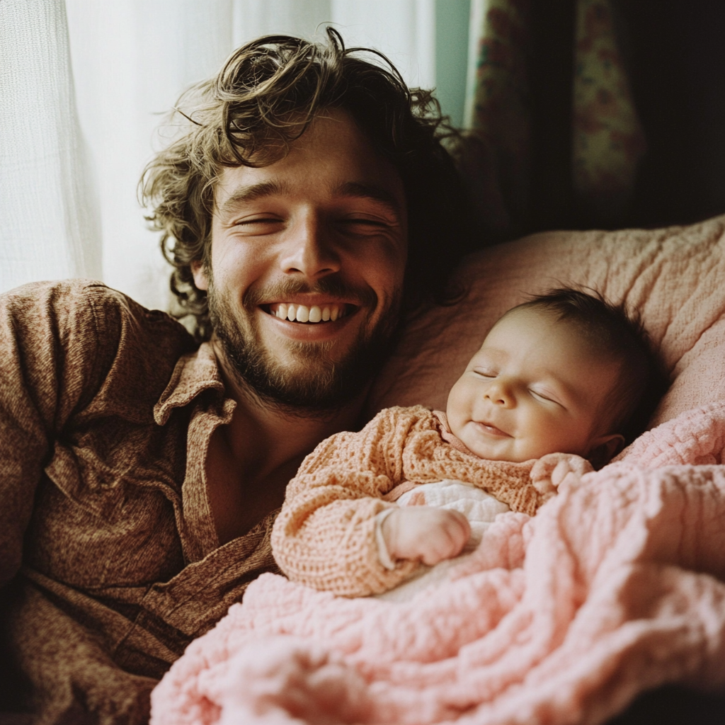 A happy man with his daughter | Source: Midjourney