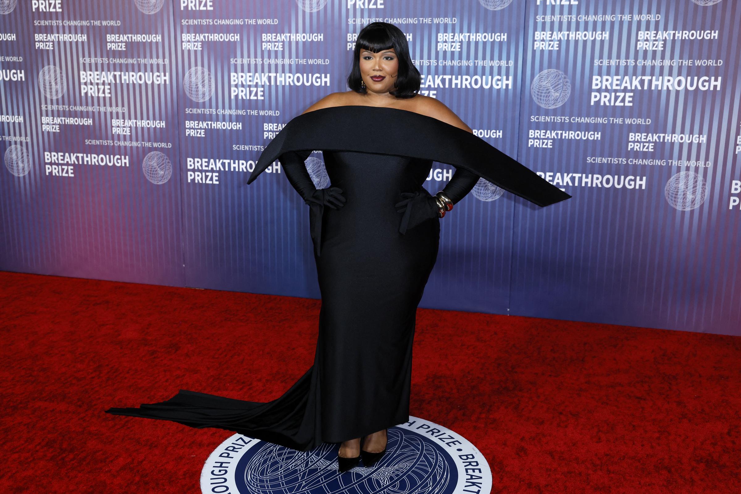 Lizzo arrives at the Tenth Breakthrough Prize Ceremony at the Academy Museum of Motion Pictures in Los Angeles, California, on April 13, 2024. | Source: Getty Images