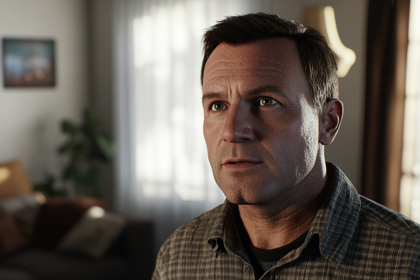 A man standing in his living room | Source: Midjourney
