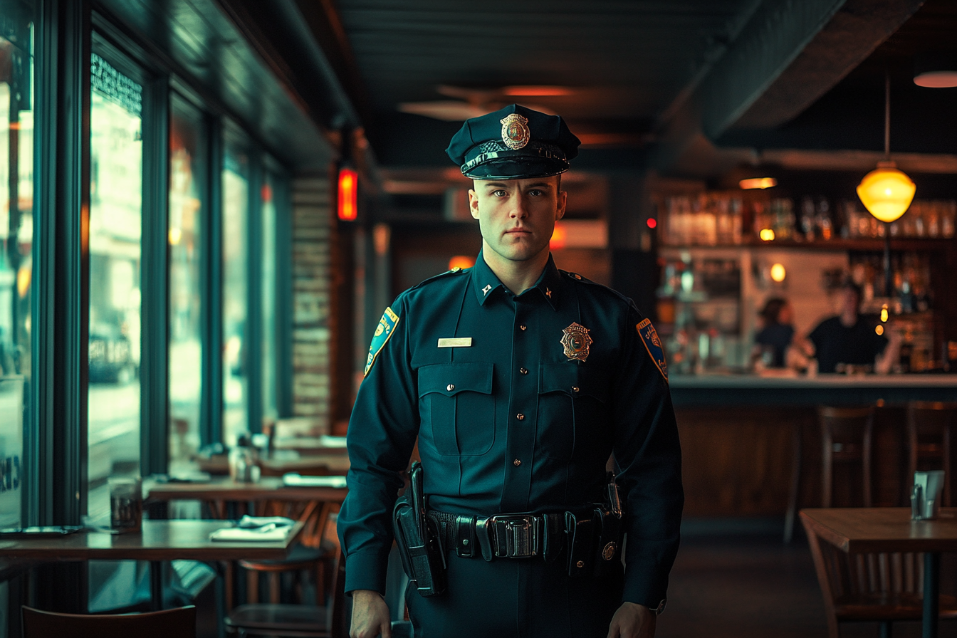 A police officer in a restaurant | Source: Midjourney