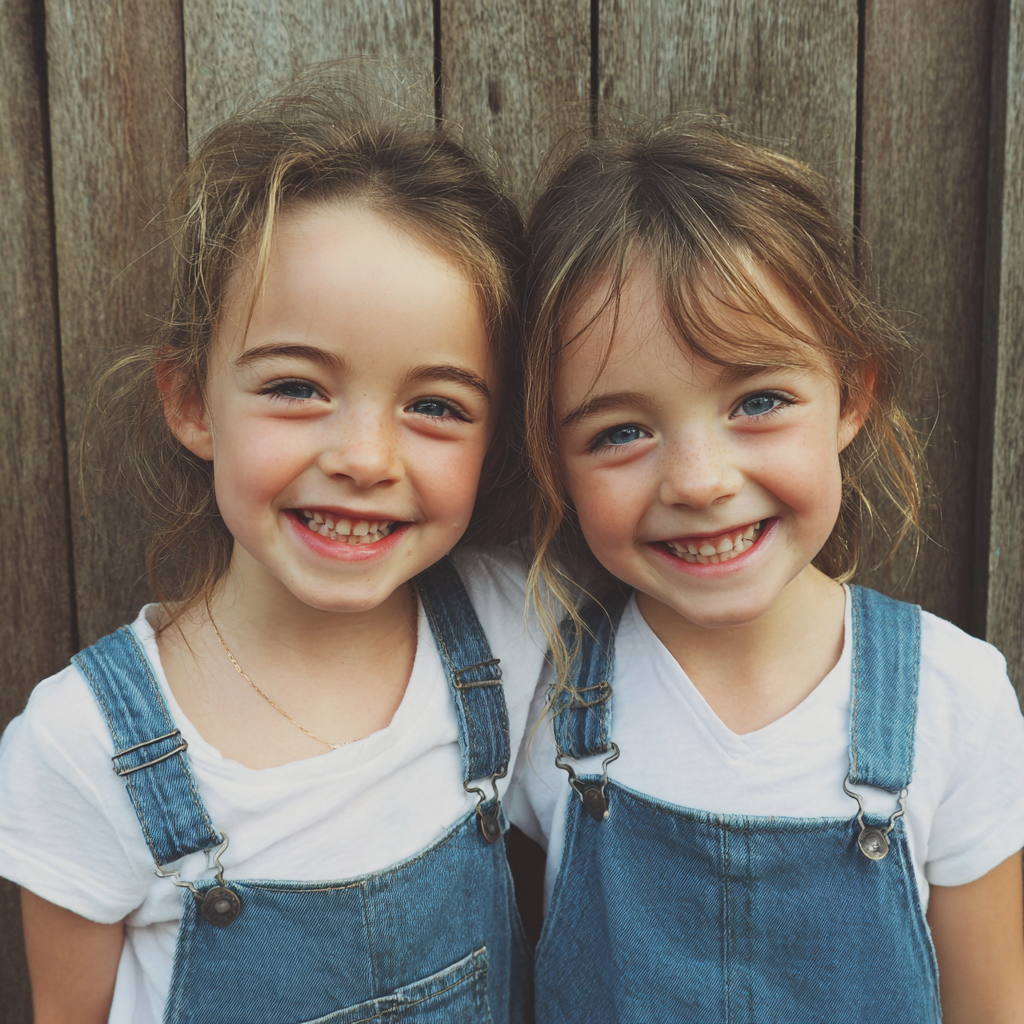 Smiling twin little girls | Source: Midjourney