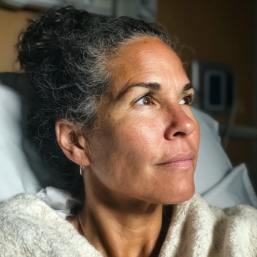 A woman sitting in a hospital bed | Source: Midjourney