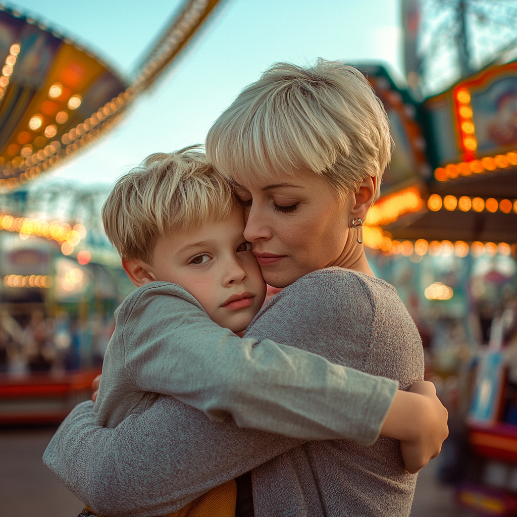 Emily hugging her son | Source: Midjourney