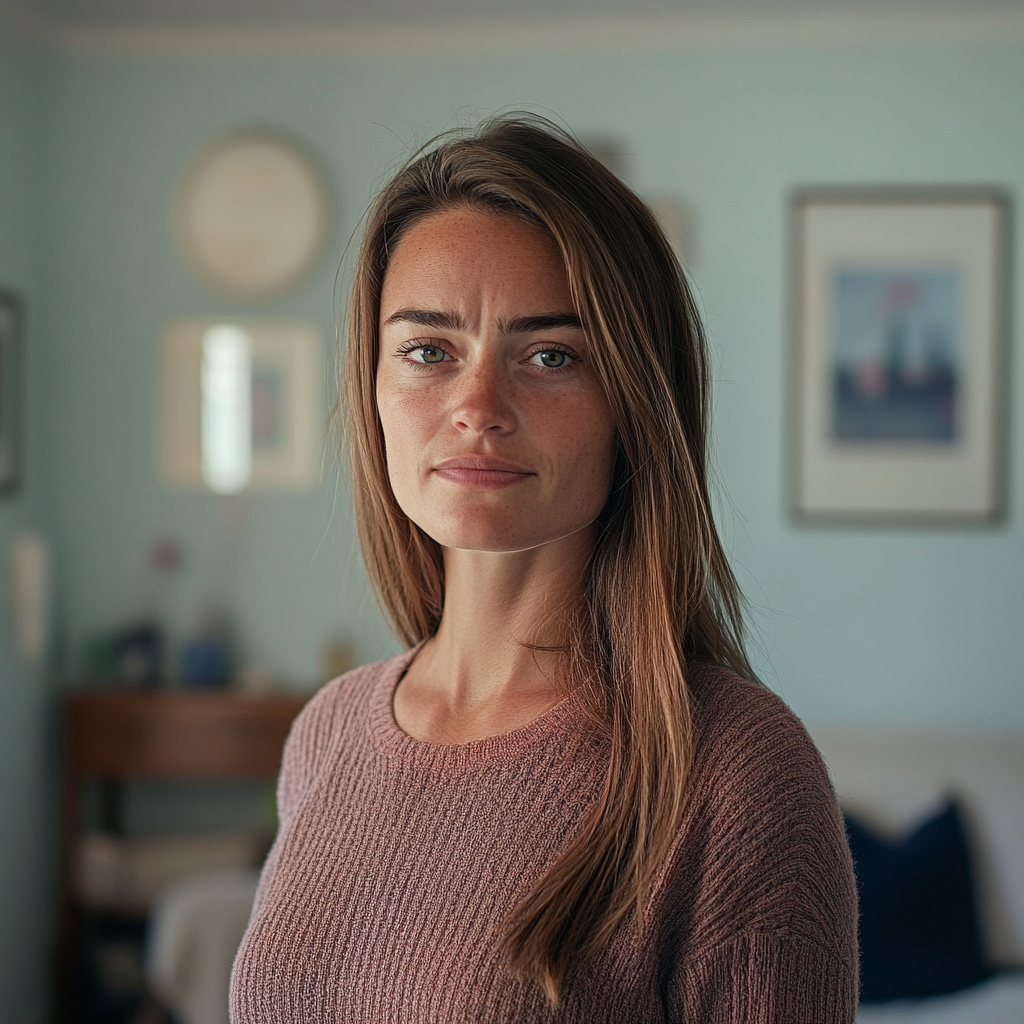 A woman standing in her living room | Source: Midjourney